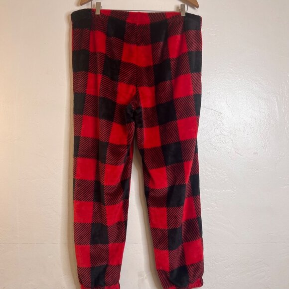 Joyspun Women's Plush Hoodie and Joggers Pajama Set 2-Piece XL Fleece Red/Black - Picture 13 of 16